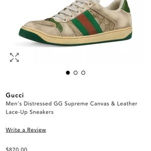 GUCCI Men's Distressed Leather Canvas Sneakers